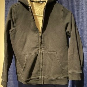 Black Lands End sherpa lined sweatshirt 10-12